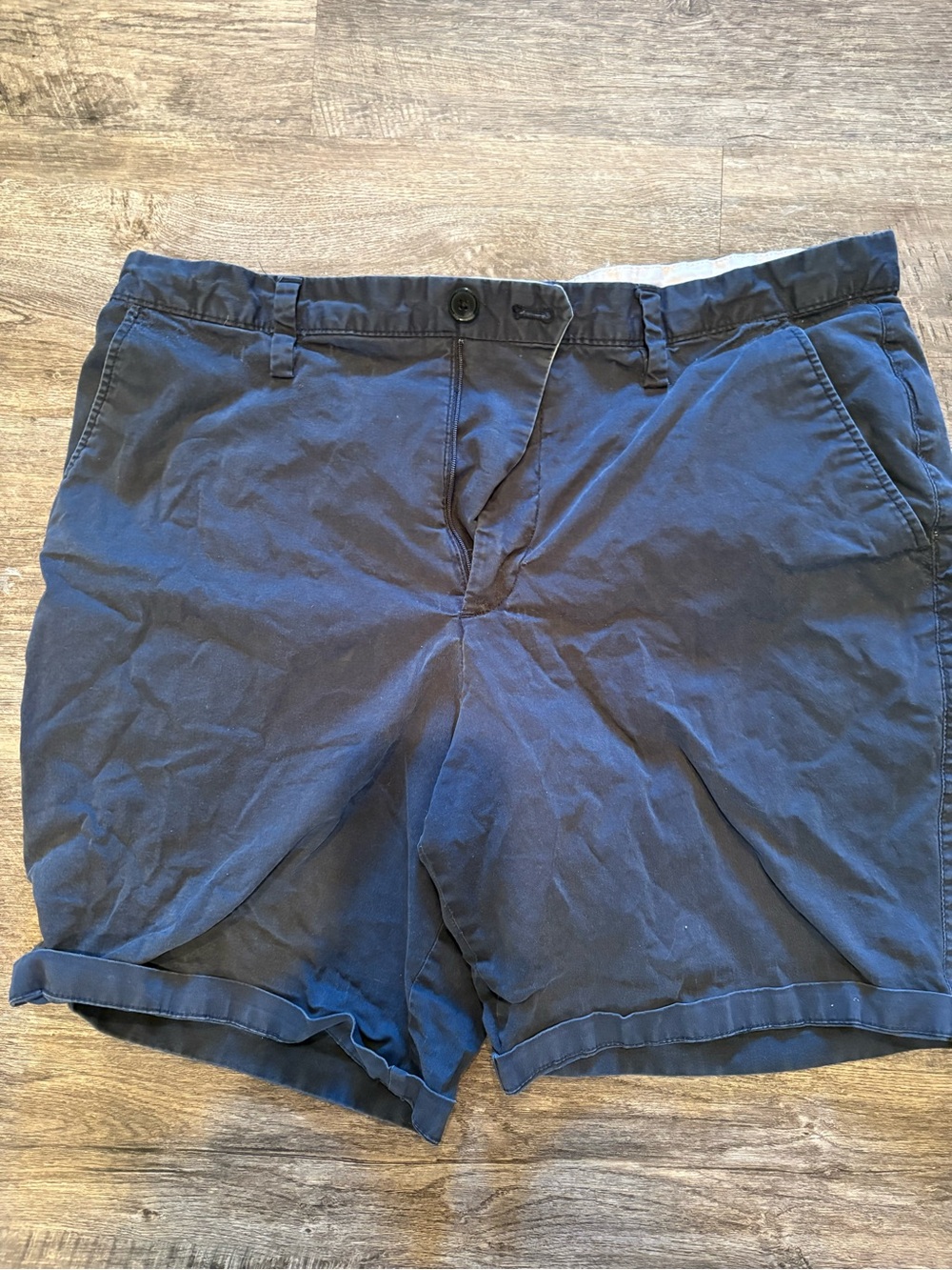 Calvin Klein Navy Flat-Front Cotton Shorts